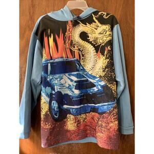 Vintage Extreme Limit Dragon Long Sleeve Sweater Hoodie Blue Juniors 14/16 Y2K